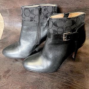 COACH Messina | Womens s8 Leather Black COACH Ankle Boots | Coach Heeled Booties